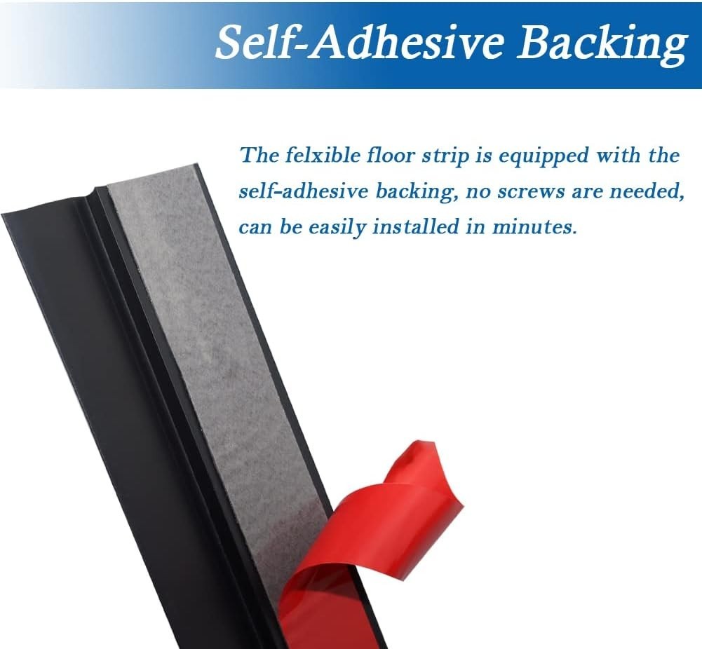 Durable PVC Floor Transition Strip – Easy Peel & Stick Installation, 20ft Black