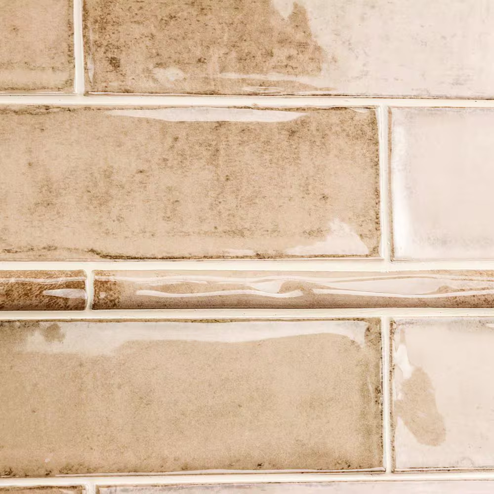 Moze Taupe 0.75 In. X 12 In. Ceramic Pencil Liner Trim Wall Tile