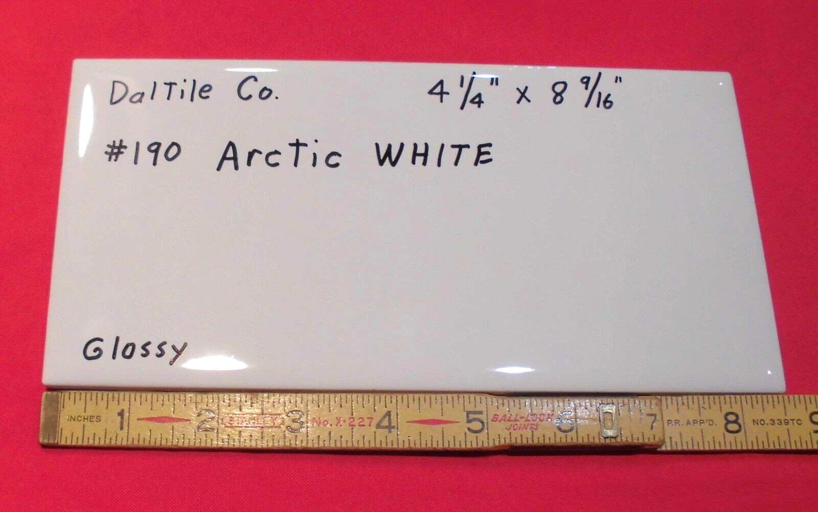 1 pc. Arctic White: 4-1/4″ X 8-9/16″ Glossy Ceramic Tiles by Daltile #190, NEW