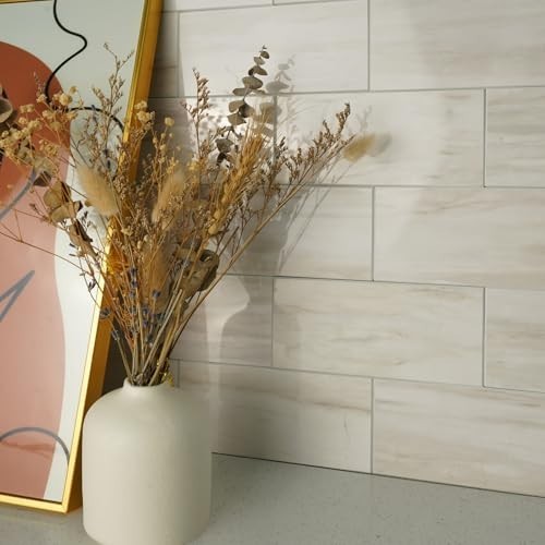 Vamos Tile 100-Piece Peel and Stick Subway Backsplash Tiles 3×6 PVC