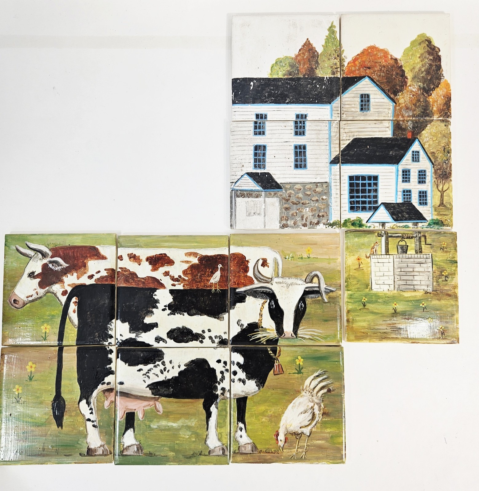 11 Pc Art Cow Farmhouse Countryside Farm Mural Ceramic Backsplash Tile Vintage