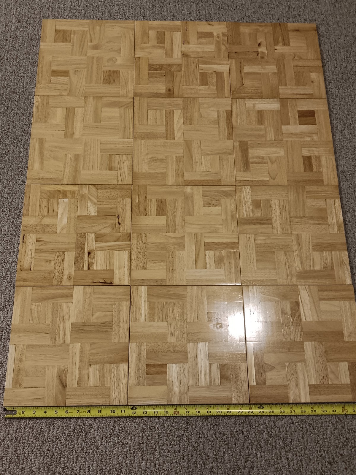 Oak Tree Hevea Wood HADDON HALL Parquet solid wood floor tiles Brand New 12 PCS.