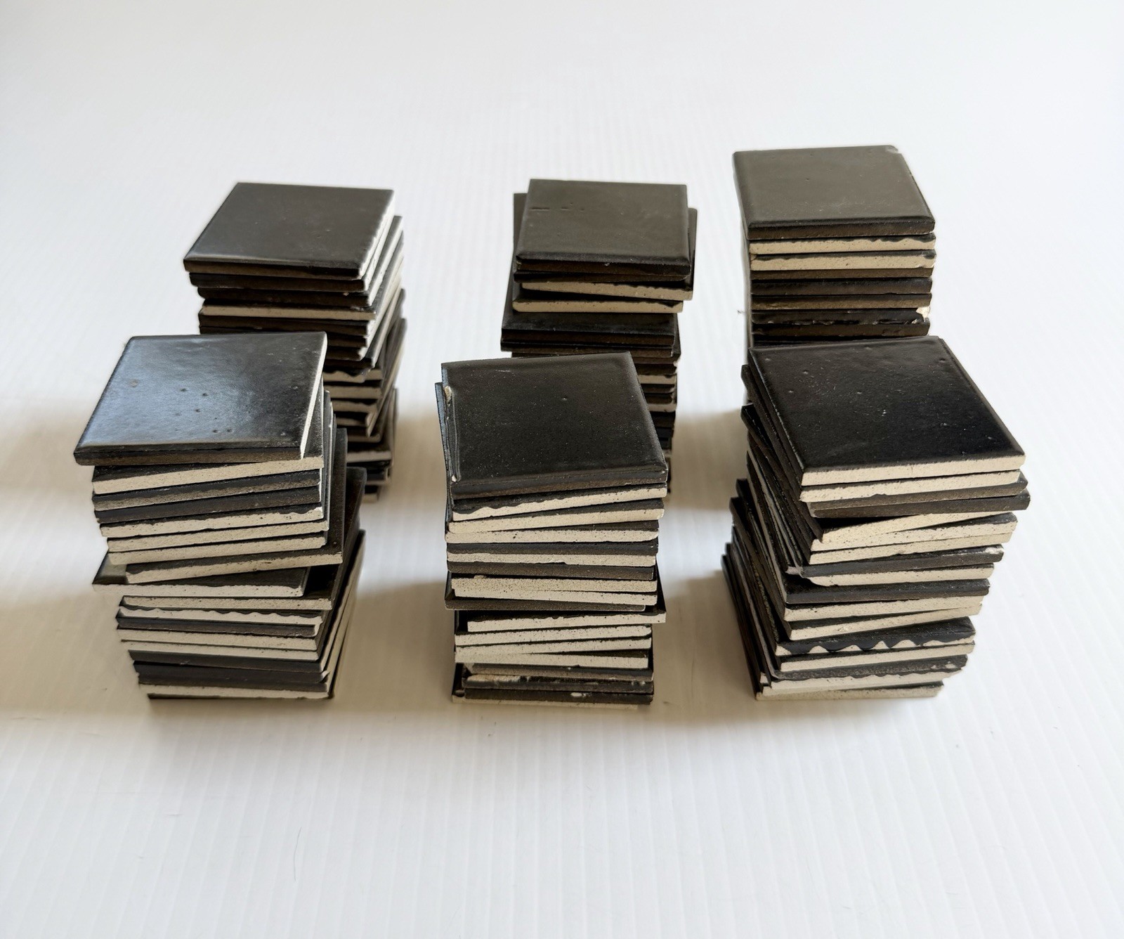 Lot Of Vintage 2” Square Ceramic Tiles MCM Kitchen Bath Black/ Dark Gray