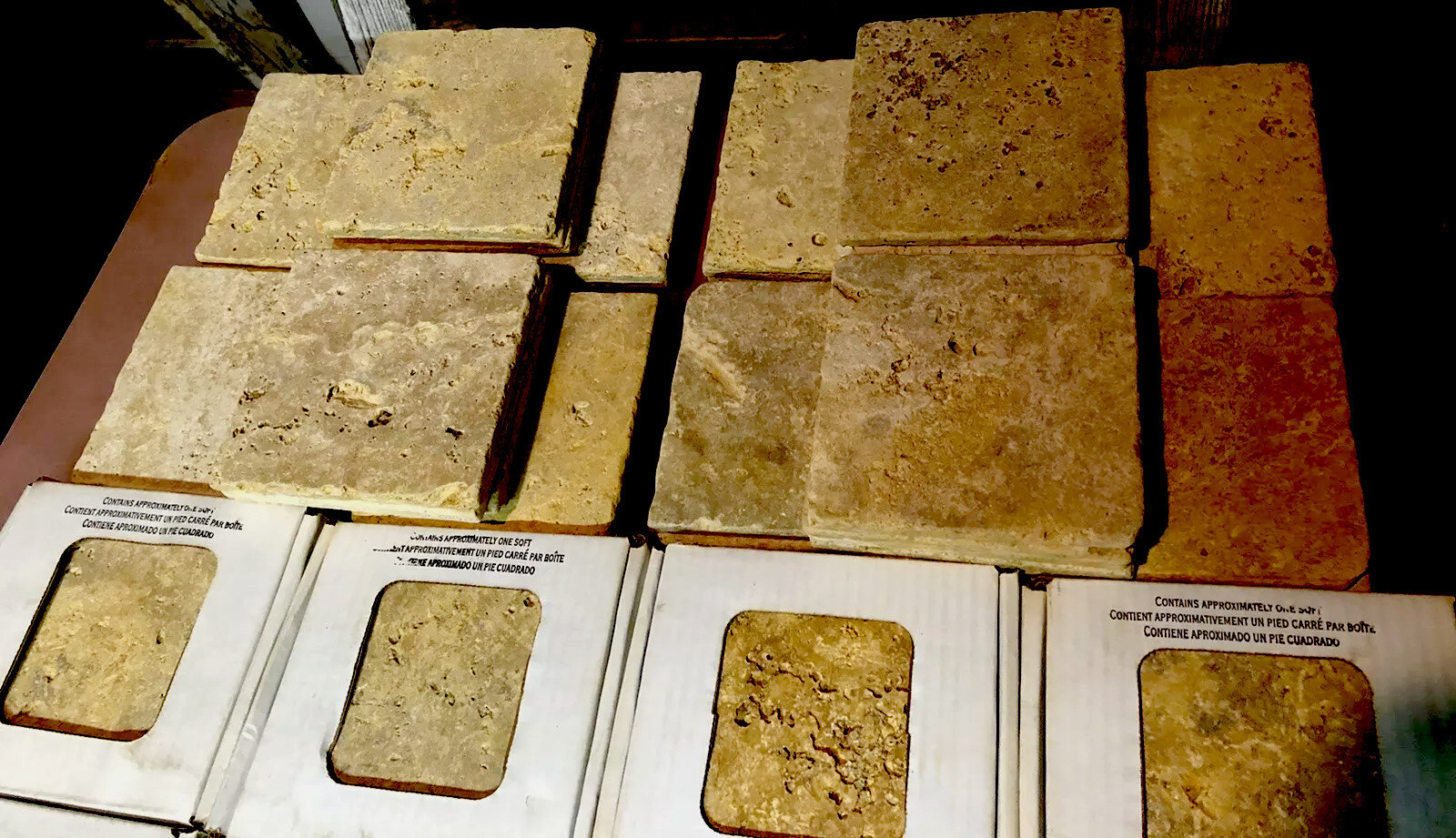 AntiqueGold 6×6 Tumbled Italian Marble Textured Tile Backsplash FloorWall 24sqft