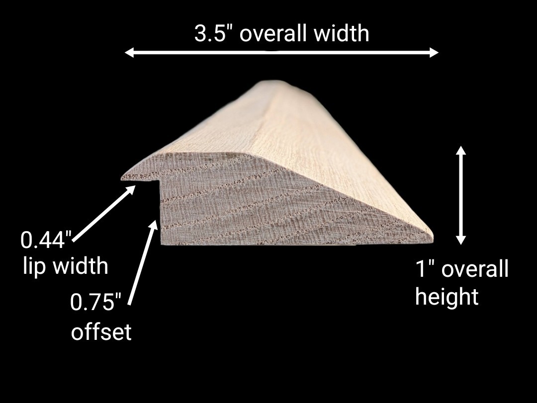 3/4″ Offset Solid Oak Floor Transition | 3/4″ Floor Height Difference | 48″ Long
