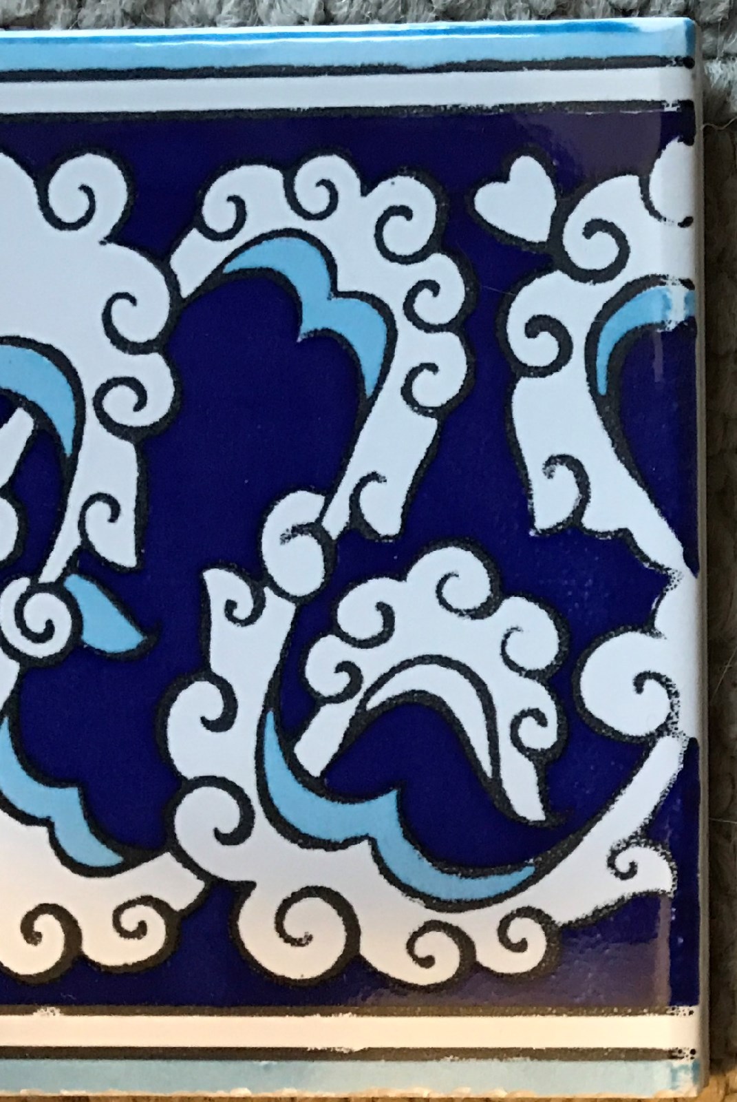 Defective Set of 40 Blue 4″x8″ Turkish Ottoman Iznik Pattern Ceramic Tile BORDER