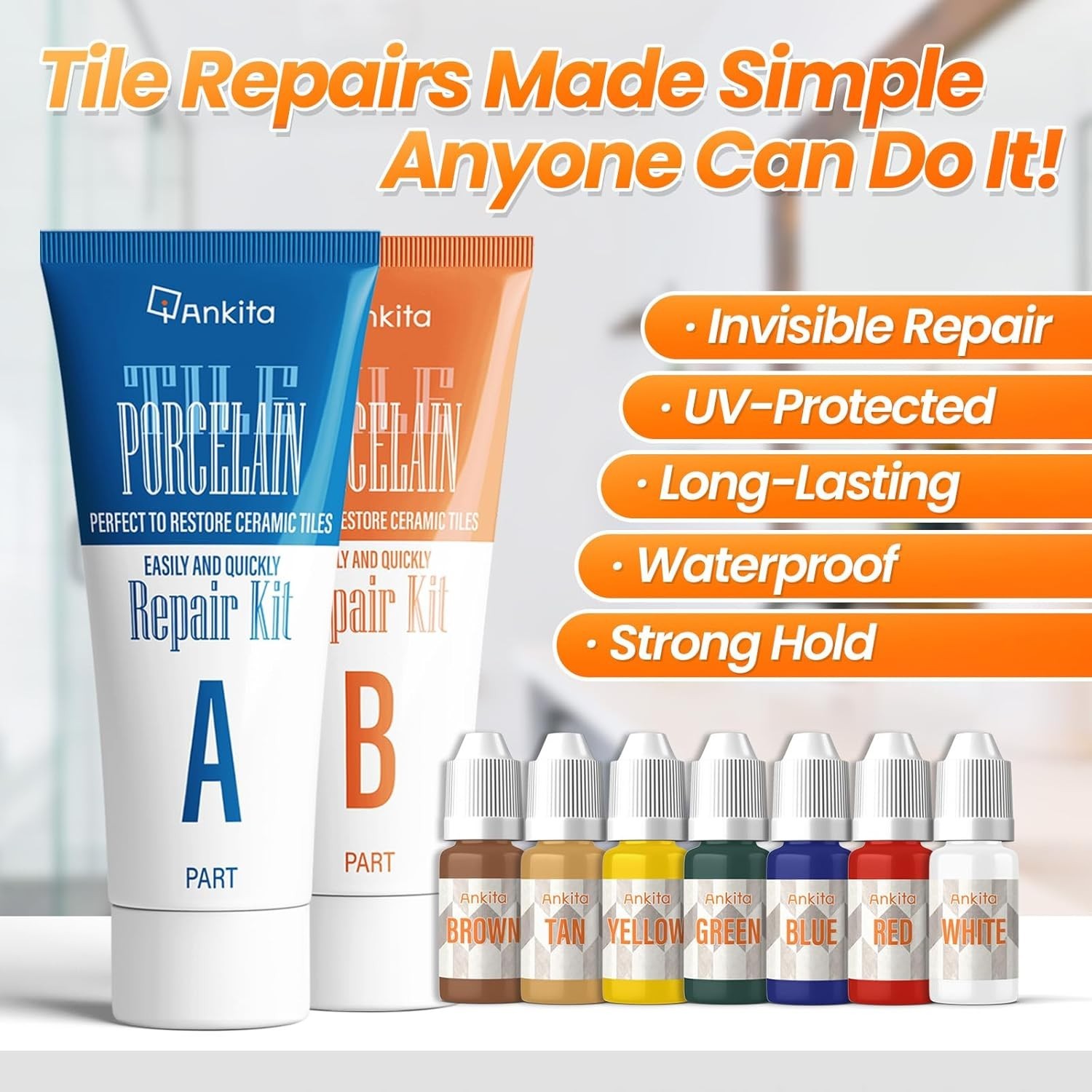 Tile Repair Kit, Ceramic Tile Repair Kit for Chips & Crack Color Match, Porce…