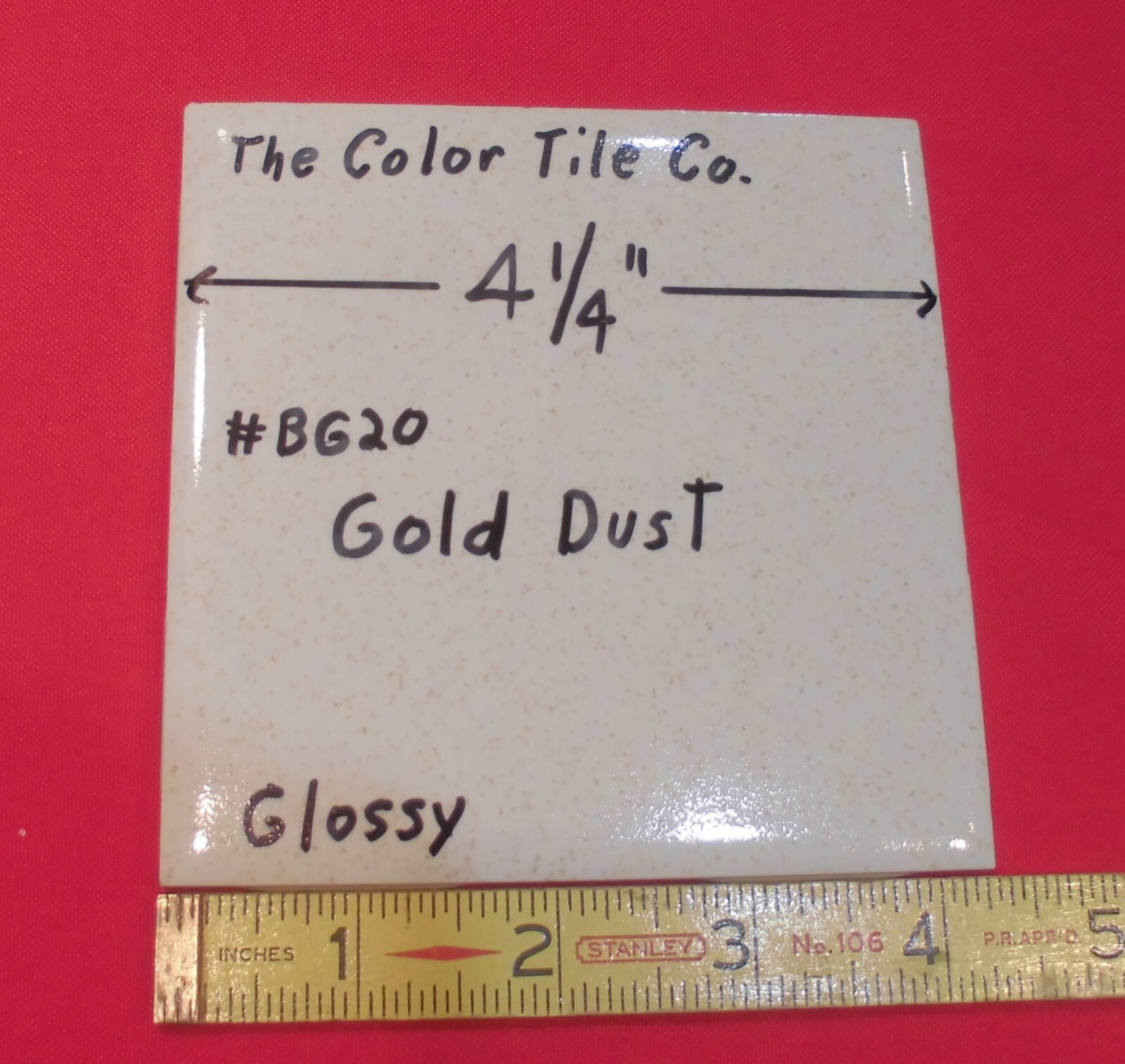 1 pc. Gold Dust: by Color Tile Co. 4-1/4″ Glossy Ceramic Tile: Made 1970’s-90’s