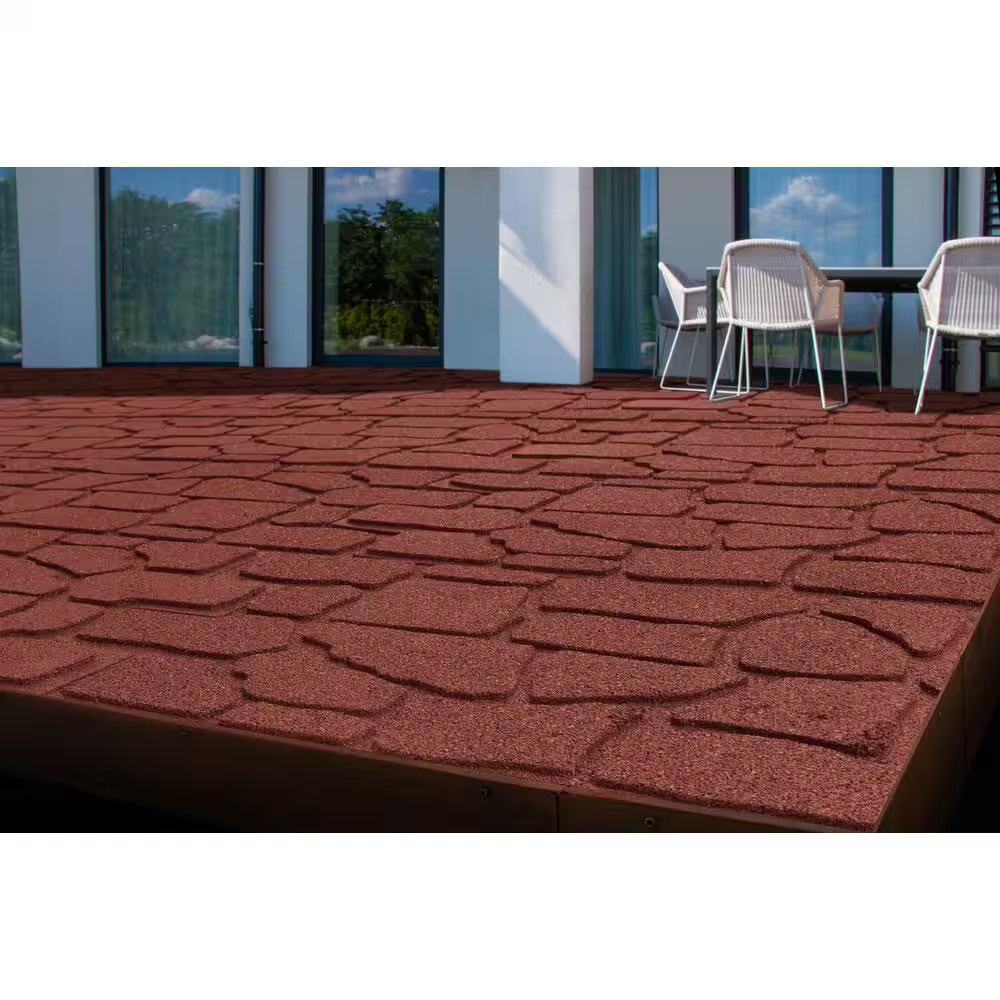 24 In. X 12 In. X 5/8 In. Red Interlocking Dual-Sided Rubber Paver (9-Pack)