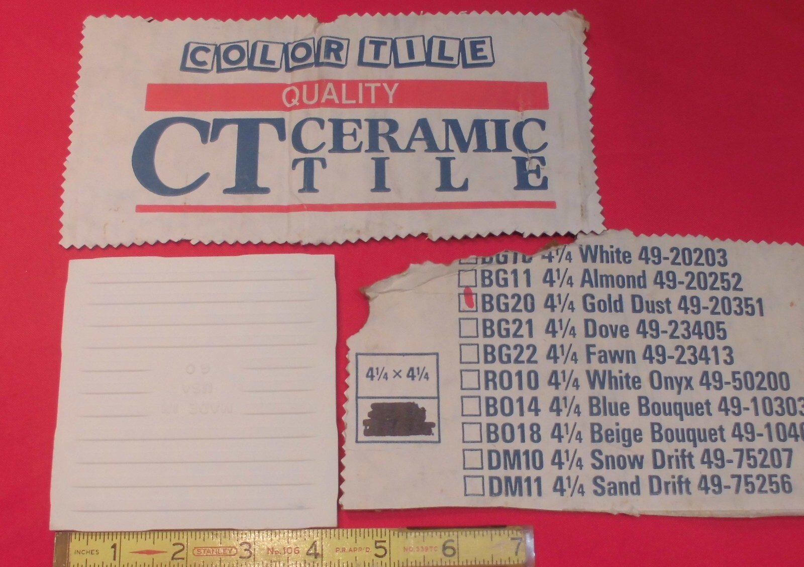 1 pc. Gold Dust: by Color Tile Co. 4-1/4″ Glossy Ceramic Tile: Made 1970’s-90’s