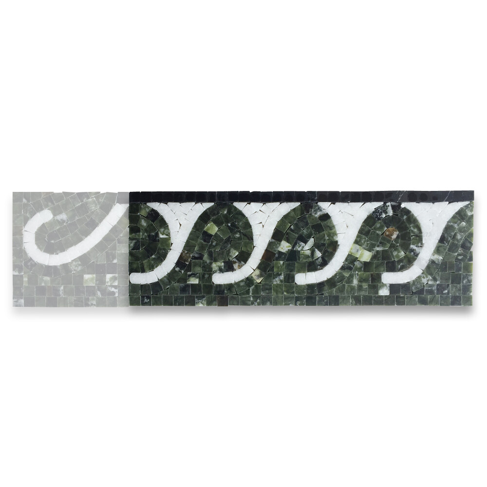 B0015P Marble Mosaic Border Accent Listello Tile Surf Green 4×12 Polished