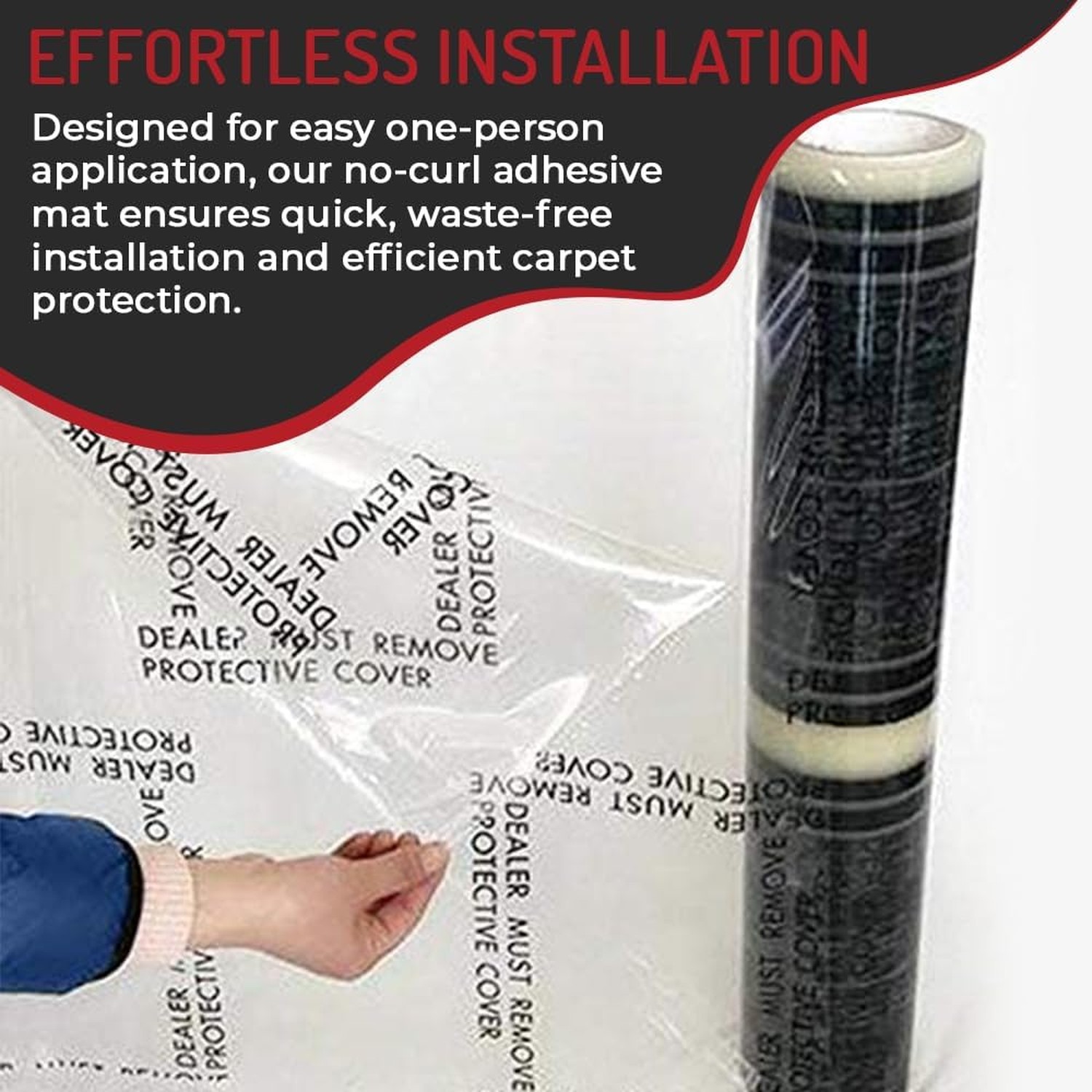 Hi-Tech Auto Adhesive Plastic Floor Mat, 4 mil | Perforated Every 24″ | 171 M…