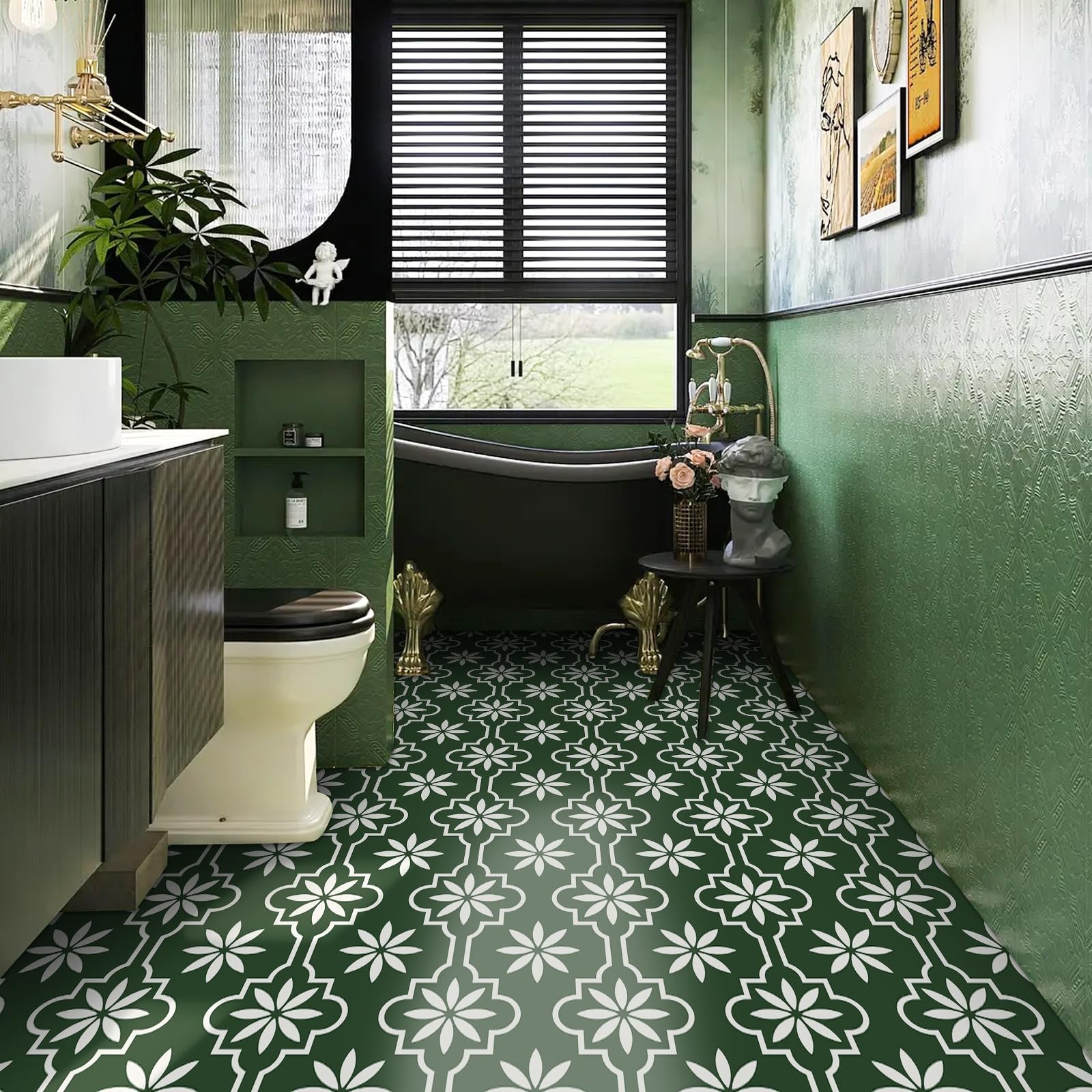 Peel and Stick Floor Tile, Vinyl Flooring Waterproof, DIY Flooring for Bathro…