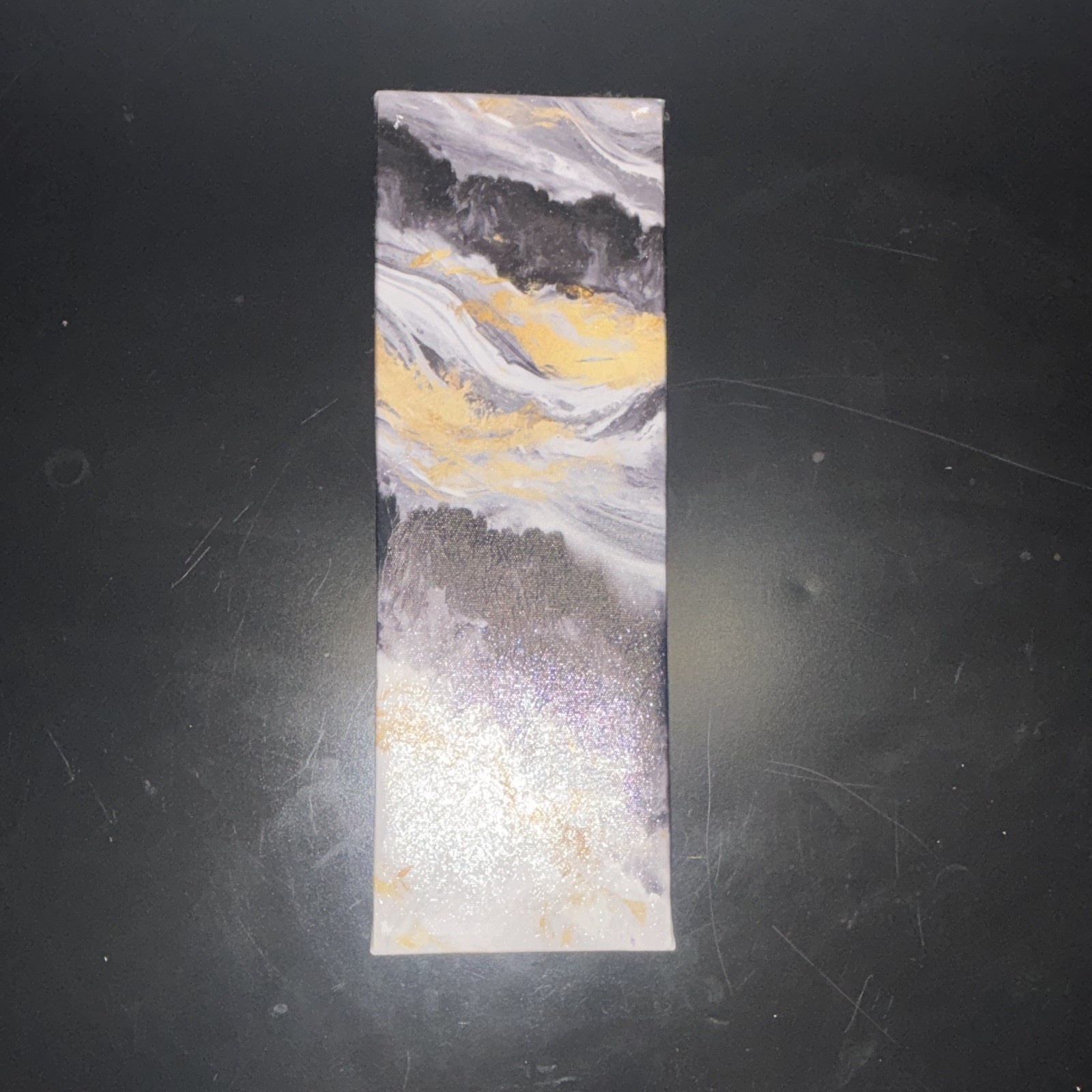 Abstract Marble-Look Glossy Ceramic Wall Tile 12×3 Gray White Gold Rectangular