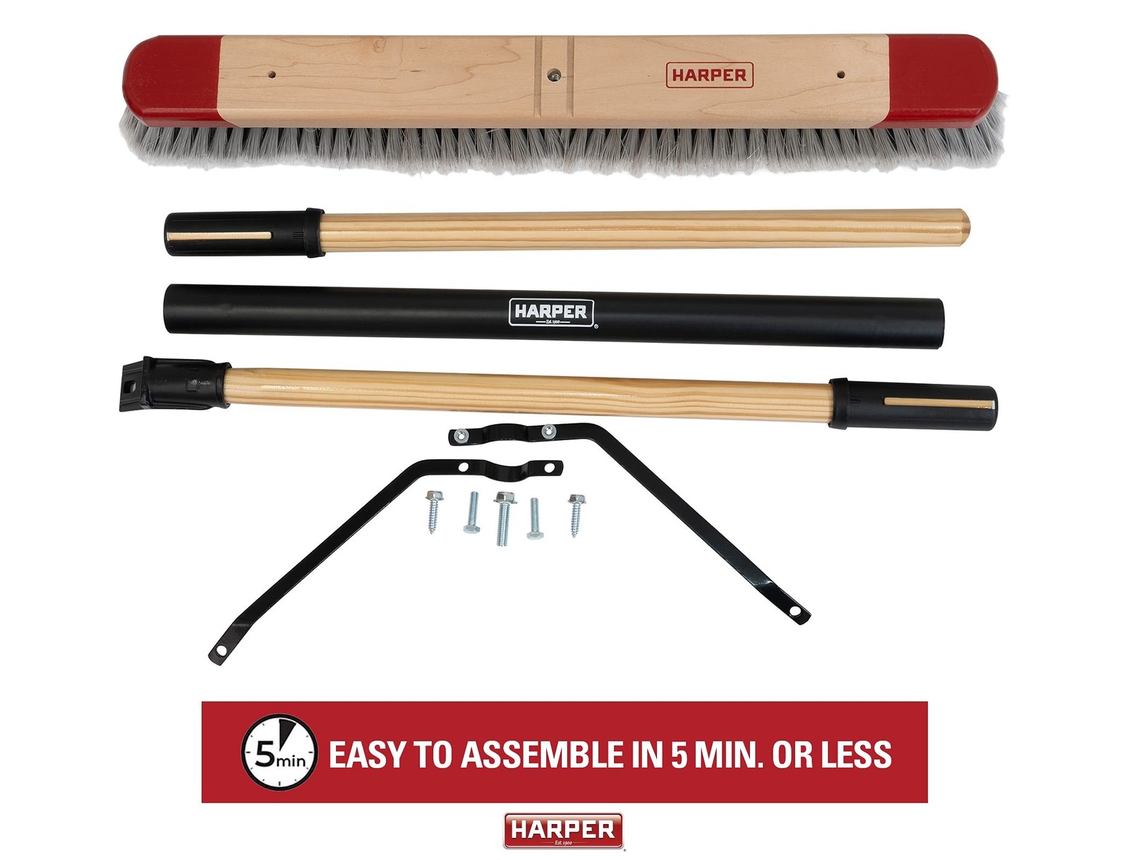 Harper 24 Inch Indoor Push Broom, Premium Heavy Duty Smooth-Surface Floor Cle…