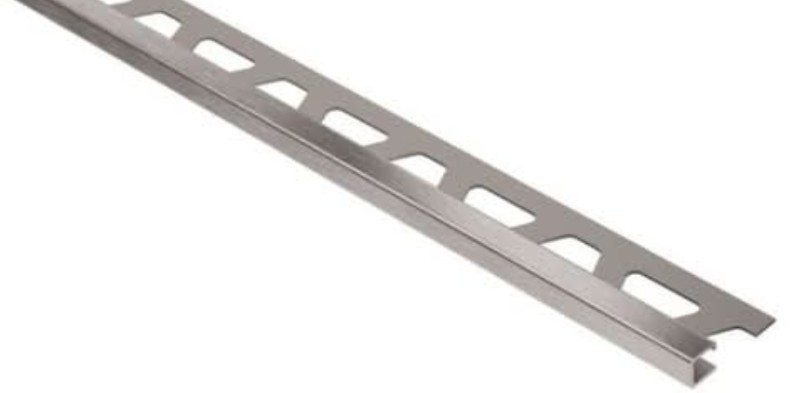 Schluter Quadec Brushed STAINLESS STEEL 3/8″ x 8′-1/2″ Metal Tile Trim Profile