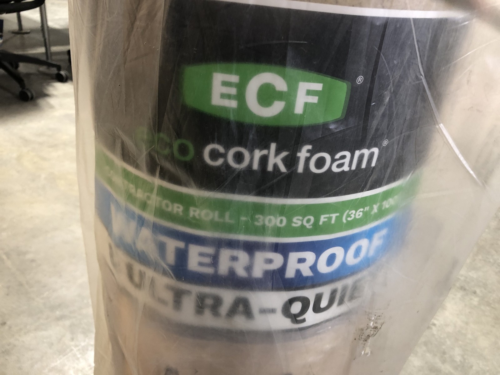 ECF Eco Cork Foam Underlayment 300Sq Waterproof Ultra-Quiet 6 Mil Vapor Barrier