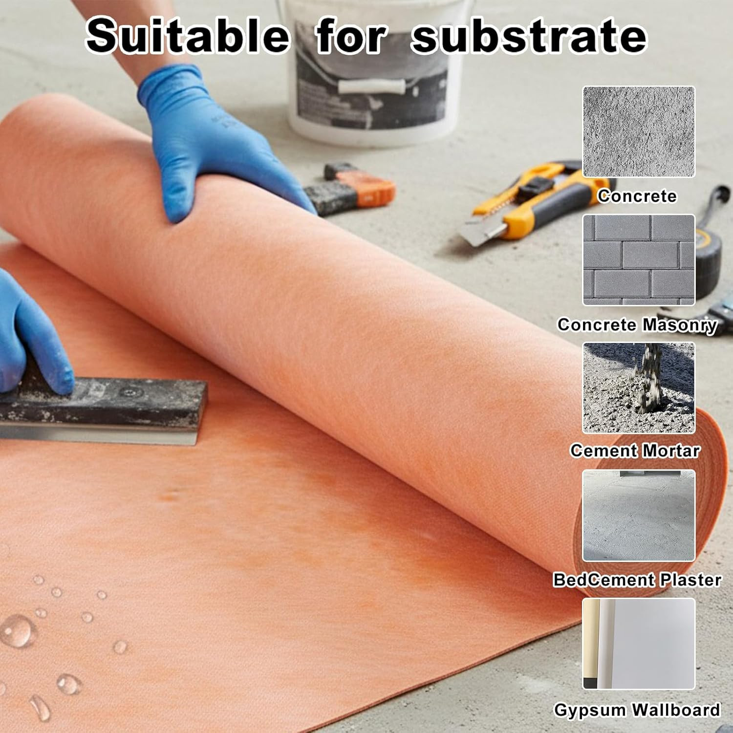 3.3 FT X 98.5 FT Waterproof Membrane for Shower, 23.6 Mils Thick Underlayment Wa