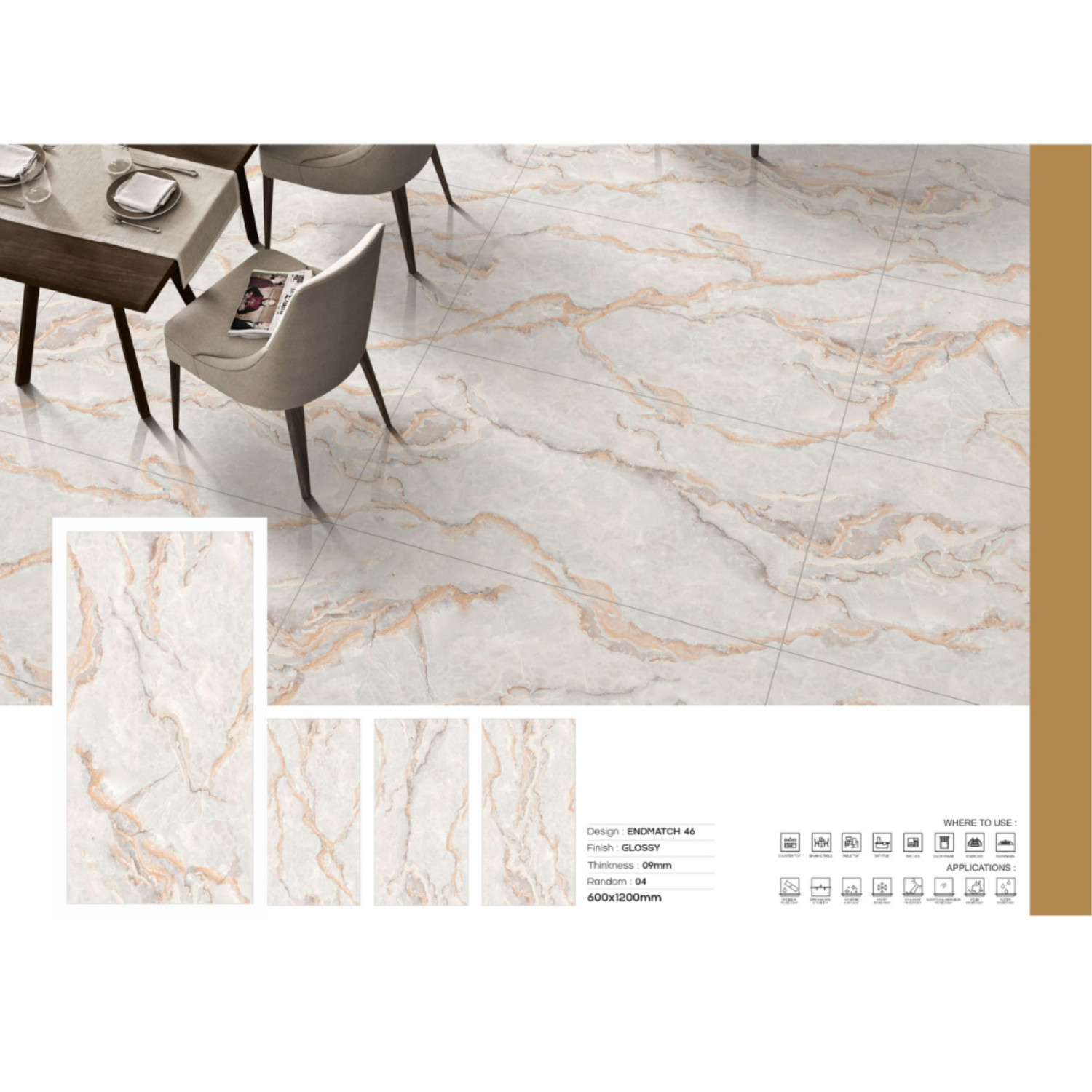 My Luxury Flooring MK Glossy Endmatch 46 Porcelain Floor Tiles – 24 x 48 In Tile