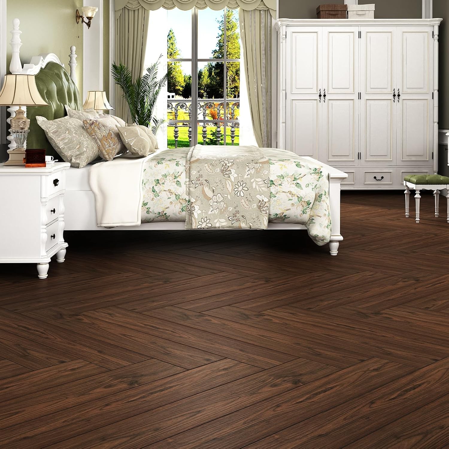Red/Brown Peel and Stick Floor Tile 36”x6” Waterproof Vinyl Flooring Wood