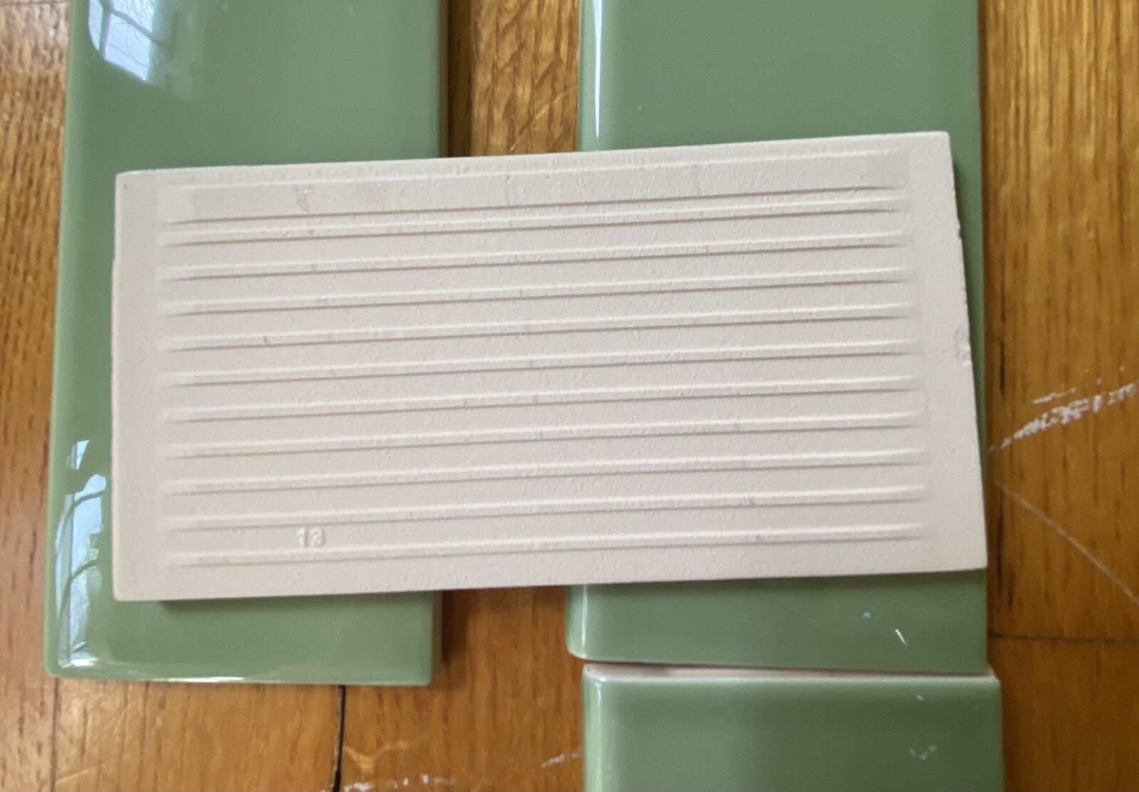 Sage Green Subway Tile Bullnose 12 pieces 6 Linear Feet 6″ by 3″ Fired Earth