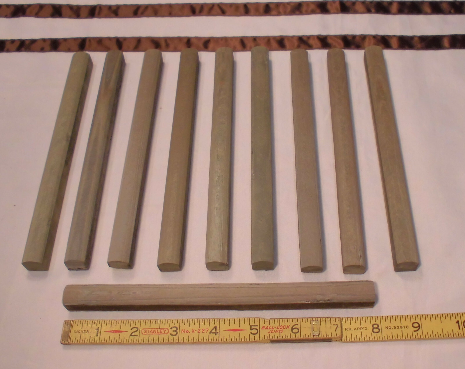 10 pcs. *Indian Reds* Natural Stone Pencil Liner Tiles…Domed 1/2″ X 8″ Mint
