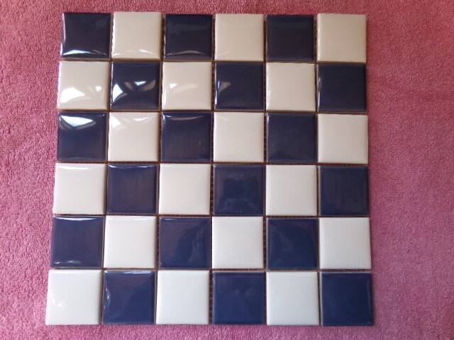1 Case Equipe Floor Wall Blue & Wh. Checkered Ceramic Tiles Mosaic 10 Sq Ft 12″
