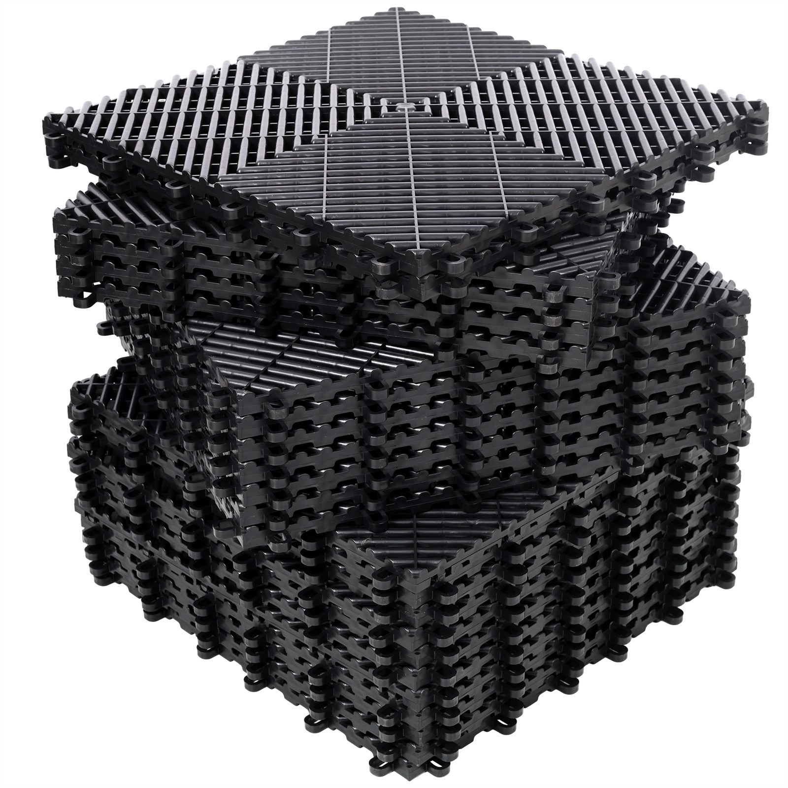 25pcs 15.6×15.6″ Plastic Interlocking Modular Garage Flooring Tile Drainage Tile