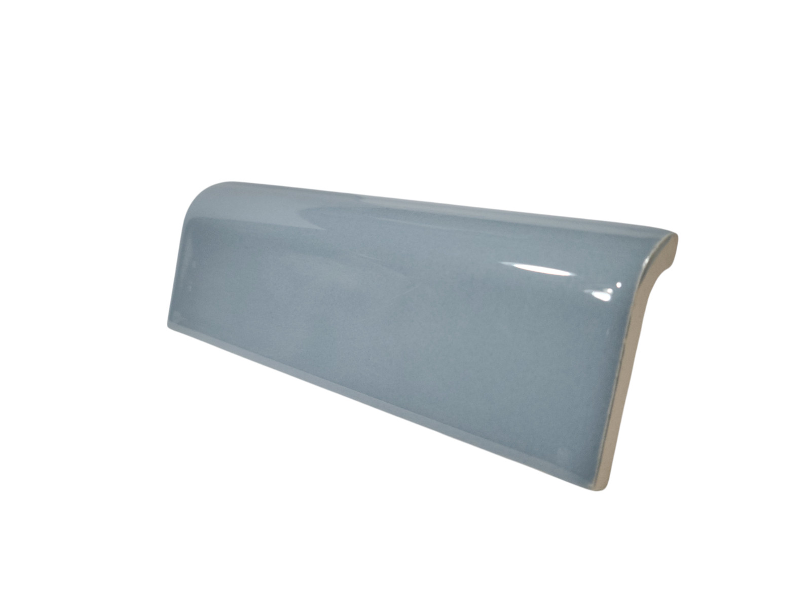 Blue Ceramic Tile Mud Cap Bullnose Curved Edge Subway Mudcap Mid Century Modern