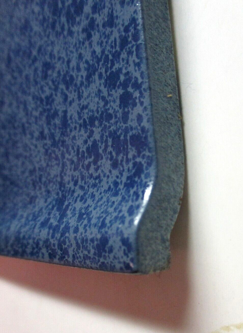 1 Bullnose Cove Base Tile Mannington USA 6″ Mottled Light Dark Blue Ceramic Vtg