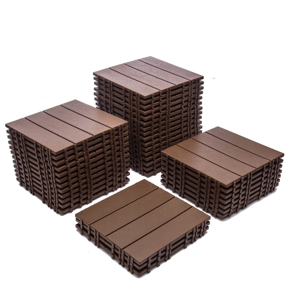 11.42″x11.42″ Plastic Interlocking Deck Tiles – 61.60 Sq.Ft Outdoor Plastic