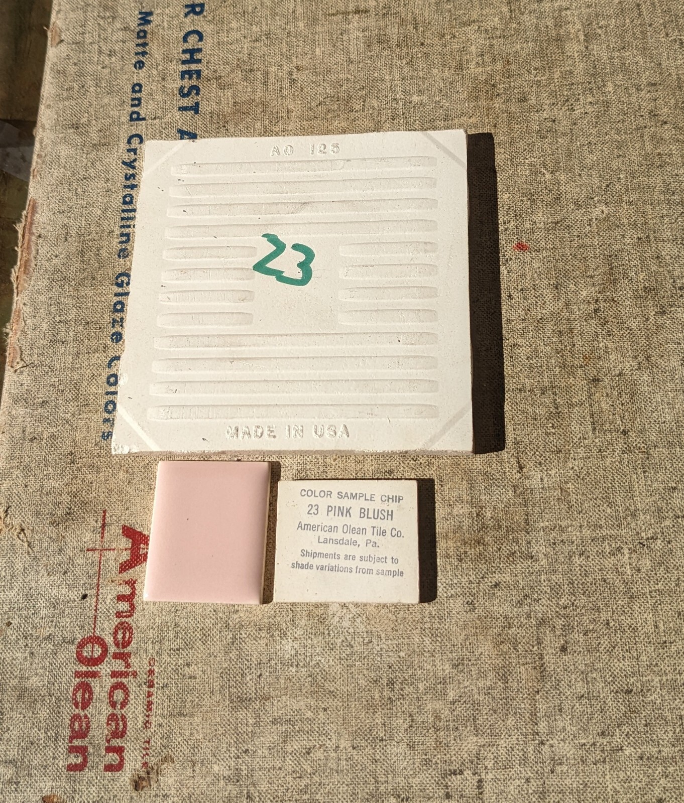 2 pieces 4 1/4″ Ceramic Tile #23 Pink Blush New Old Stock American Olean Tile