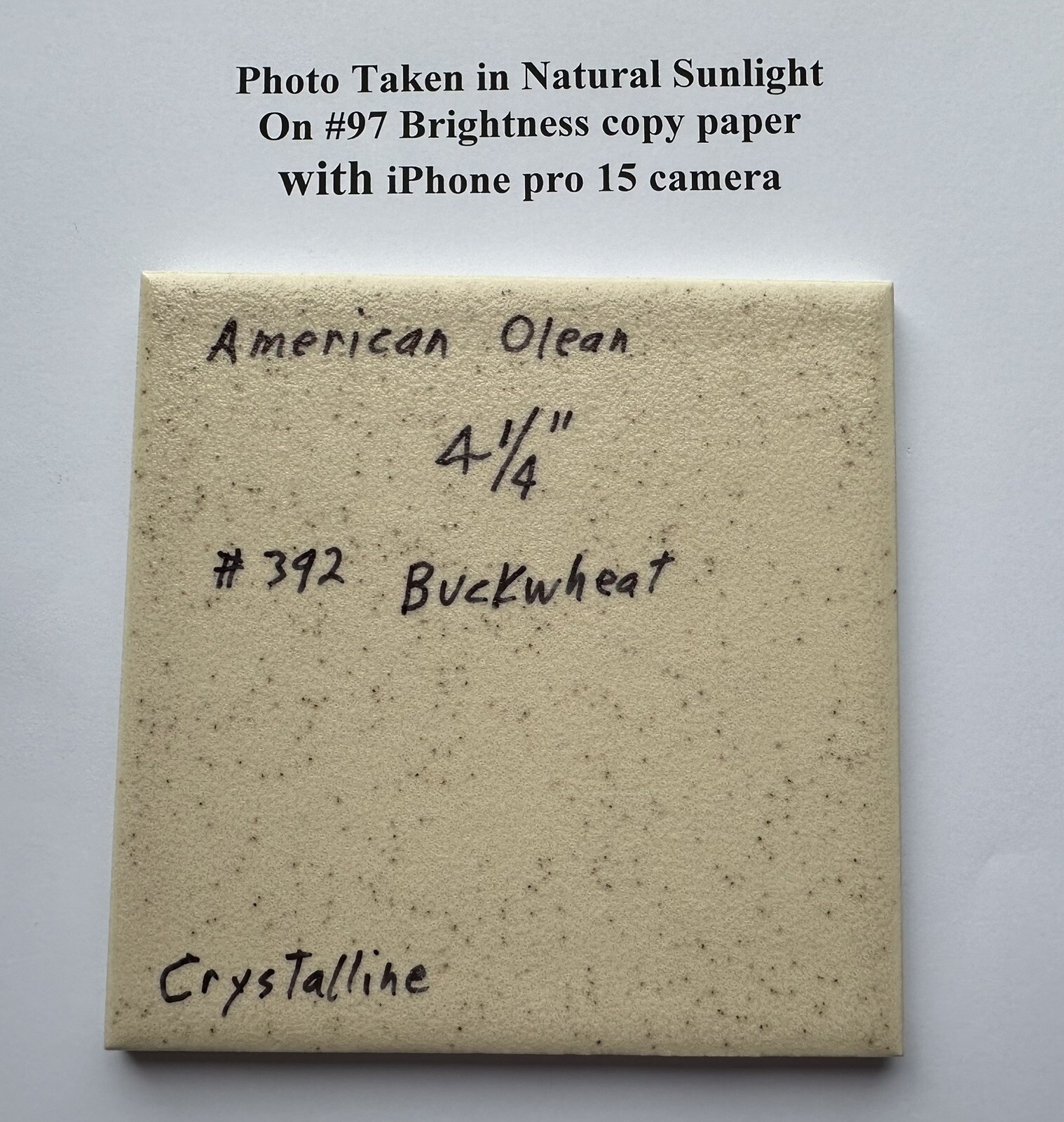 1 pc. Buckwheat: 4-1/4″ Crystalline Ceramic Tile, American Olean, Made 1980’s