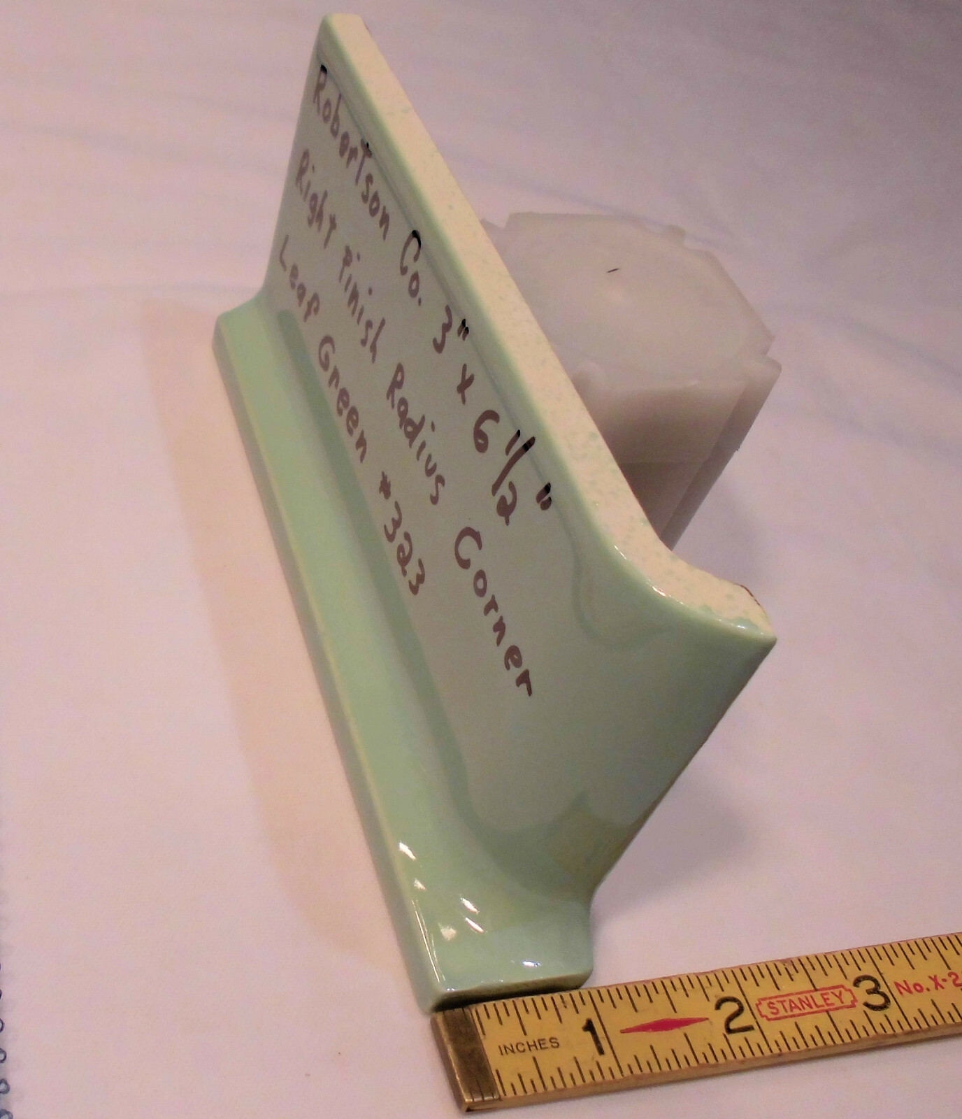 1 pc. Leaf Green; stack-on-top base/cove Ceramic Tile; Robertson; 3″ X 6-1/2″ R