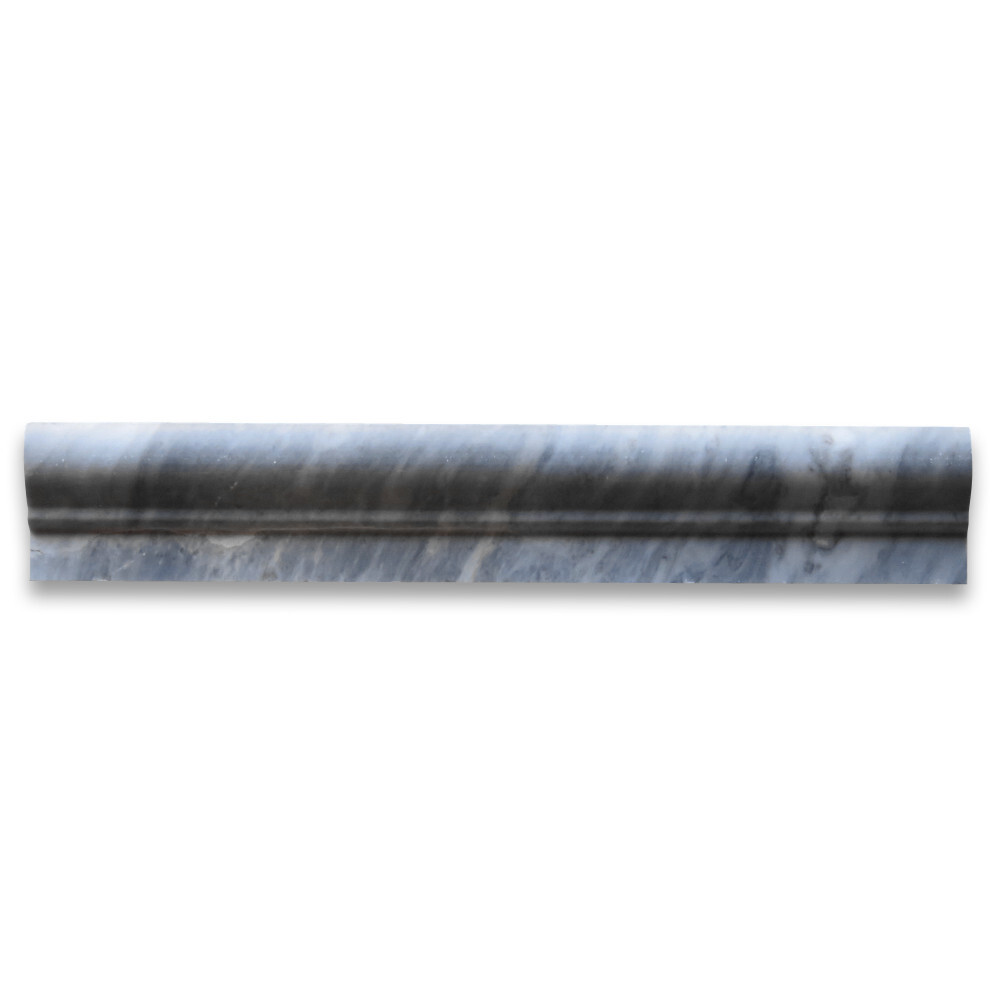 K04H Bardiglio Gray Dark Grey Marble Chair Rail Bullnose Trim Molding Honed