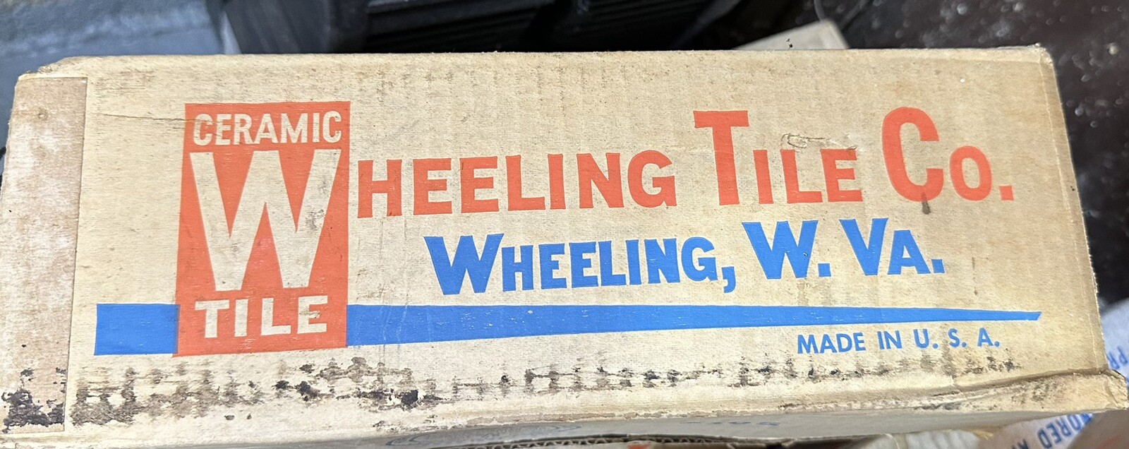 1 pc. *Oatmeal* Vintage Glossy Ceramic Tile Wheeling Co. 4-3/8″ made 1950’s