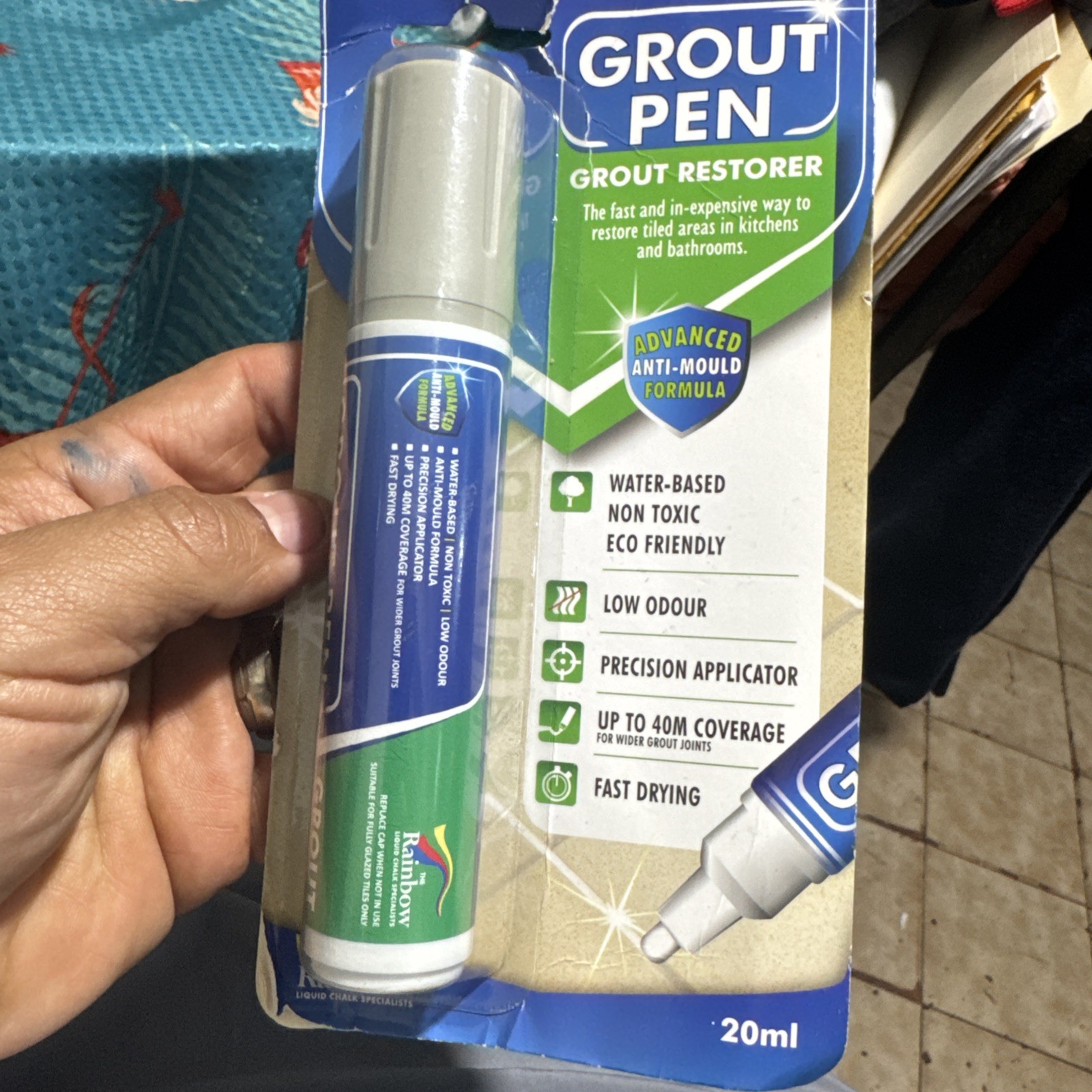 *NEW* Grout Pen Light Grey Tile Paint Marker Light Grey, Wide 15mm Tip (20mL)