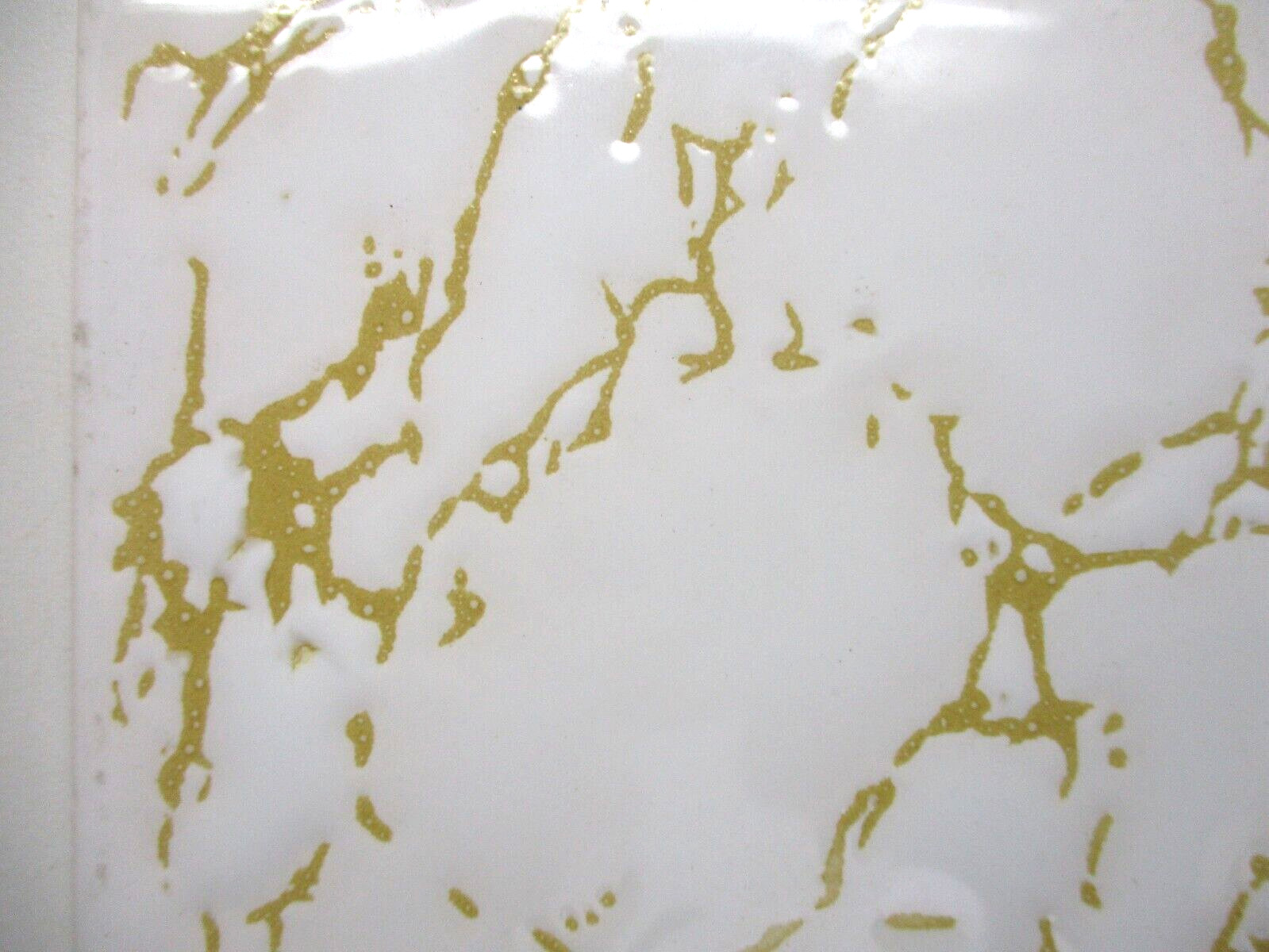 1 Wall Tile Johnson England 4-1/4″ Gloss Mustard Yellow Veins Off White Ceramic