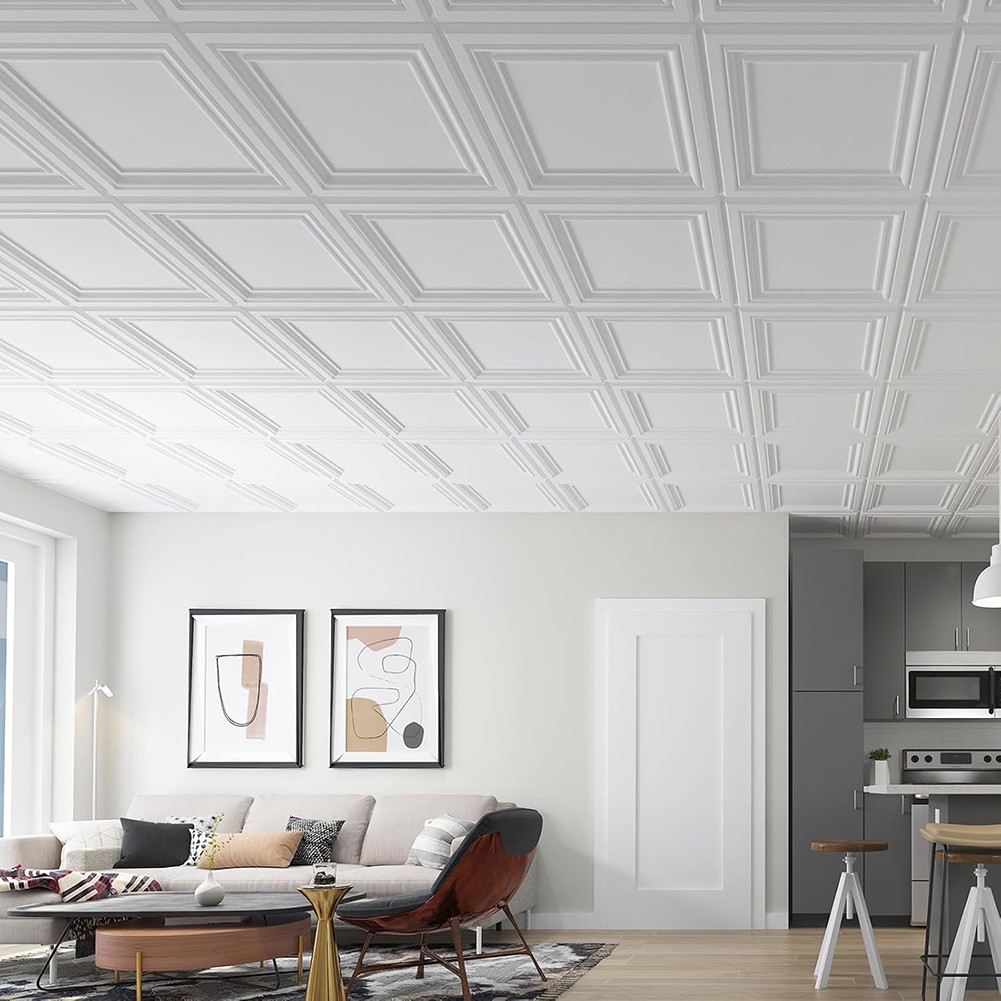 12/24/36Pack Drop Ceiling Tiles PVC Wall Panels Waterproof 3D Decor 24 x 24 Inch