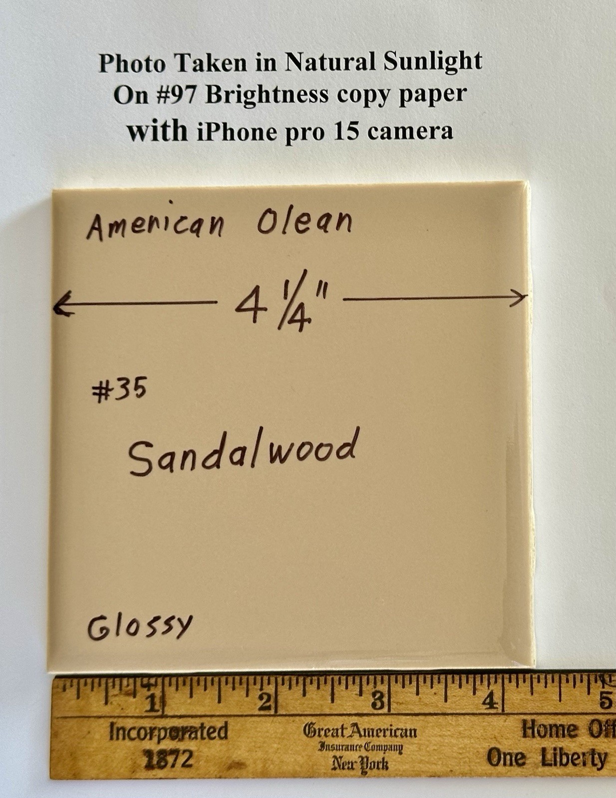 1 pc. Sandalwood by American Olean Co. #35, 4-1/4″ Light Brown, New Old Stock