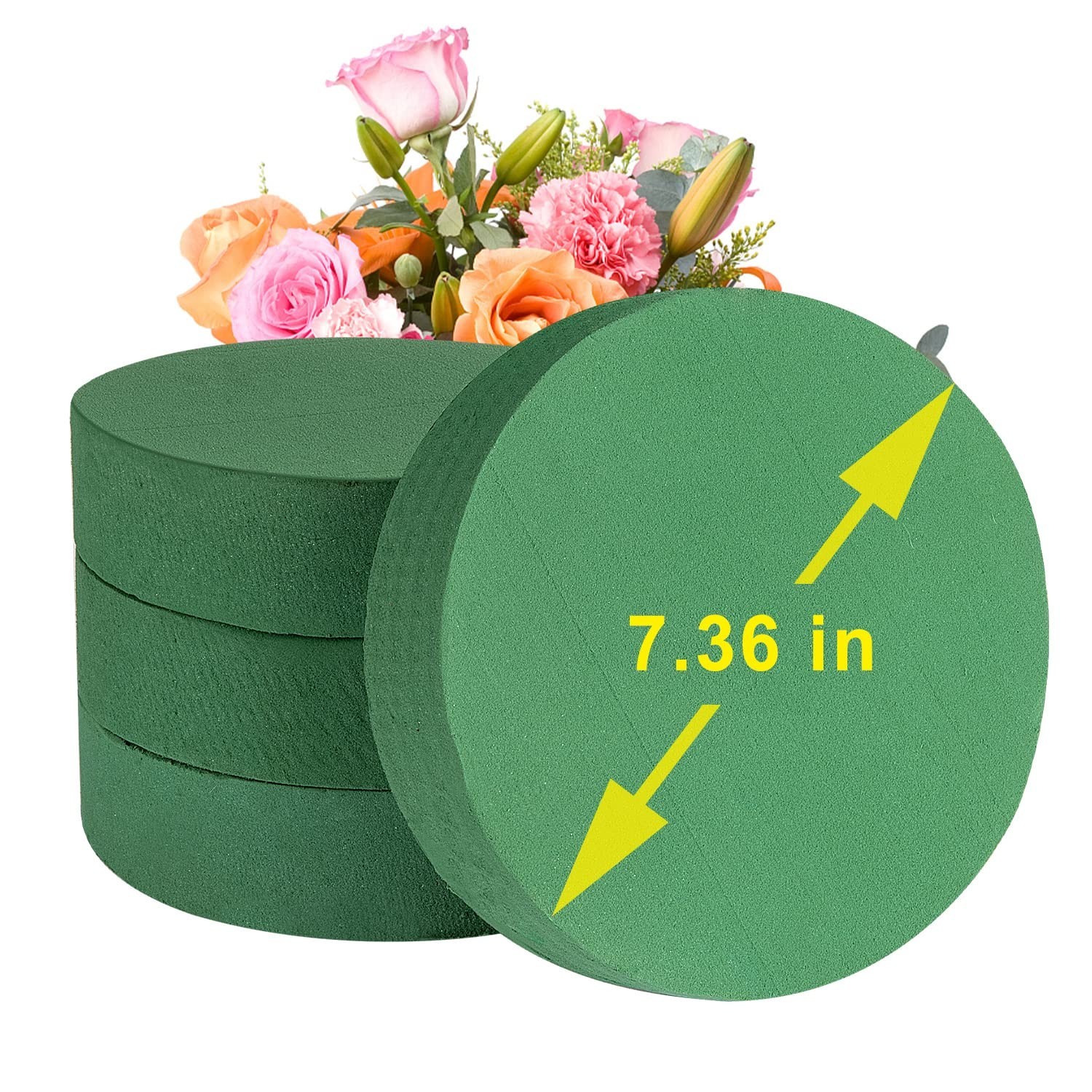 Crafare 7.5Inch 8 Pack Round Wet Floral Foam Bricks DIY Floral Blocks for Spr…