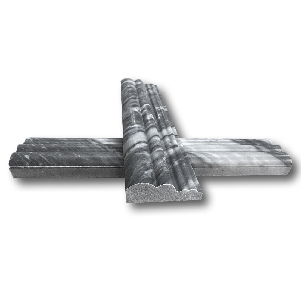 K14H Bardiglio Gray Marble 2-1/2×12 Chair Rail Trim Molding Honed