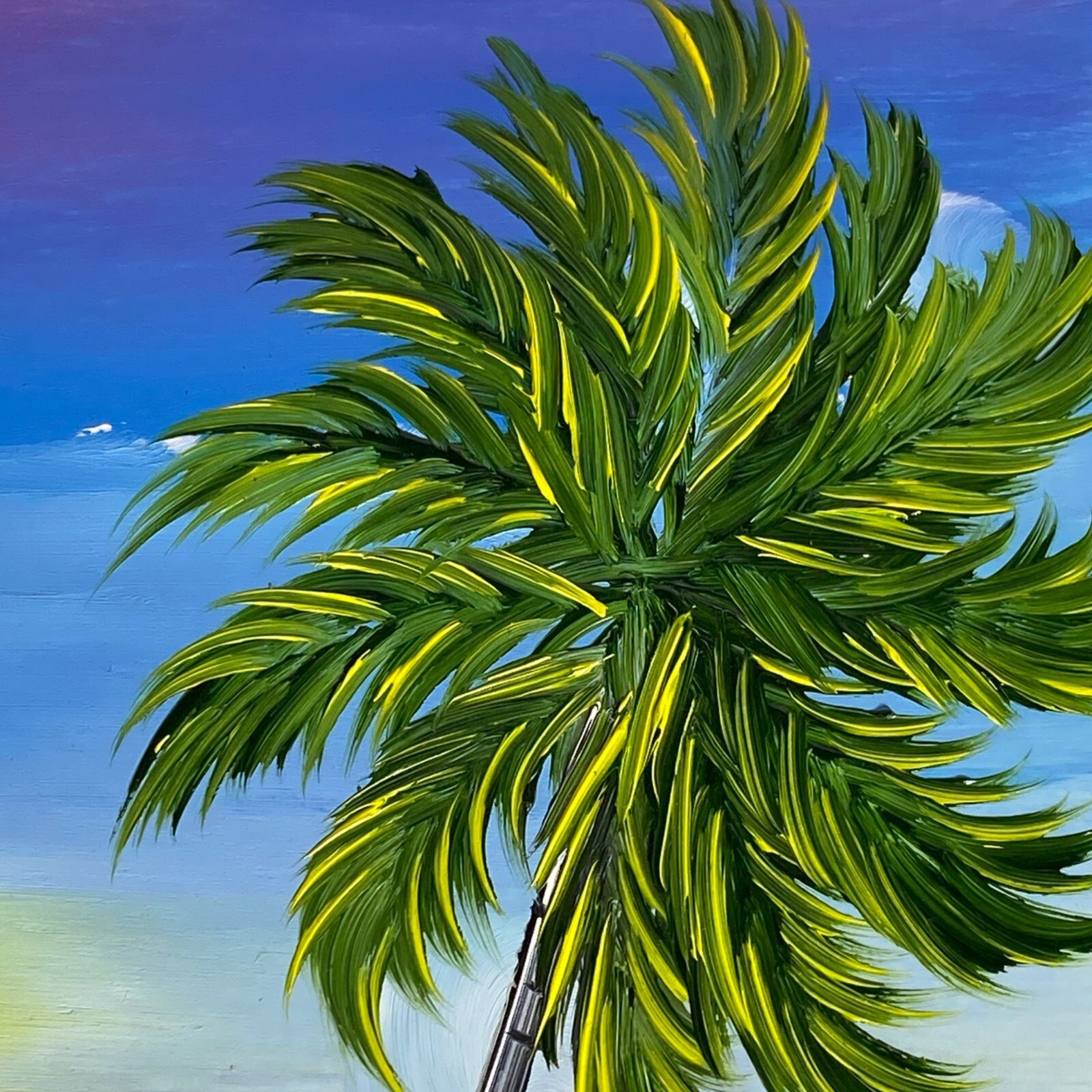 2 Hand Painted Ceramic Tile Wall Art Backsplash Border Mexico Ocean Palm Tree