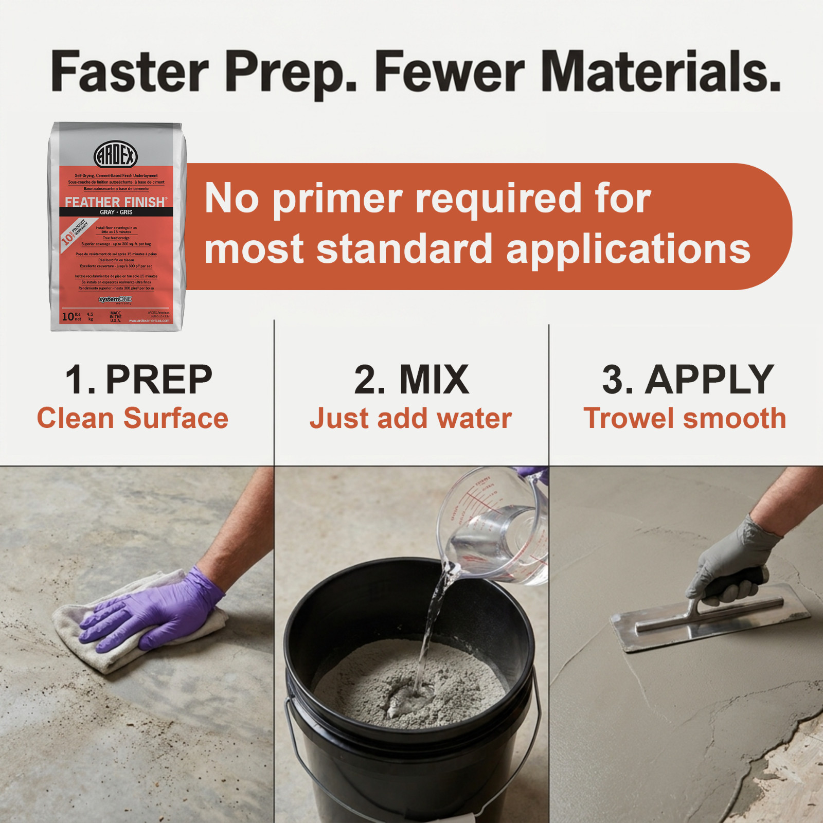 Ardex Feather Finish Quick-Set Self-Drying Cement-Base Underlayment 5x10lb White