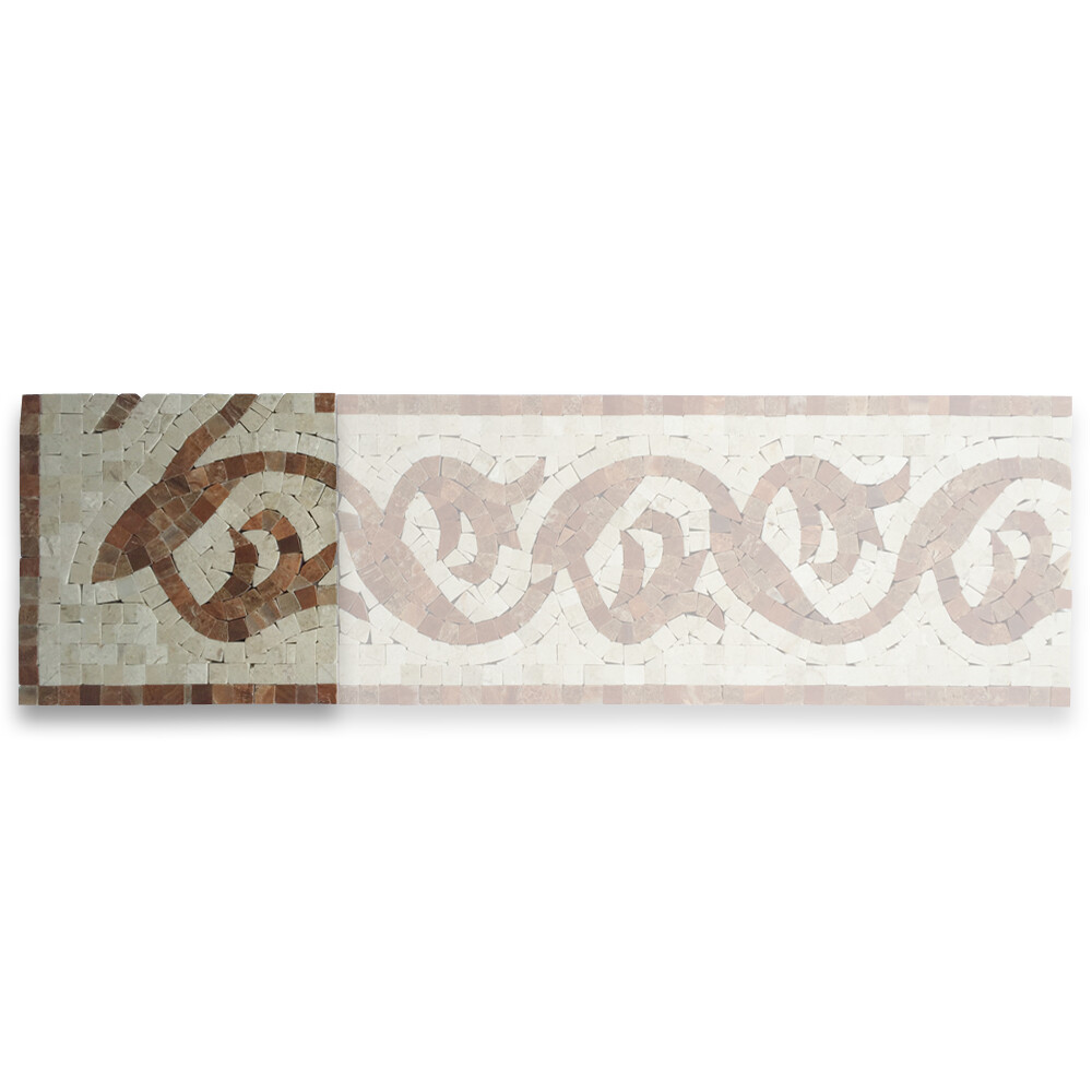 B0022CP Marble Mosaic Border Accent Tile Floral Red Wooden 5.9×5.9 Polished