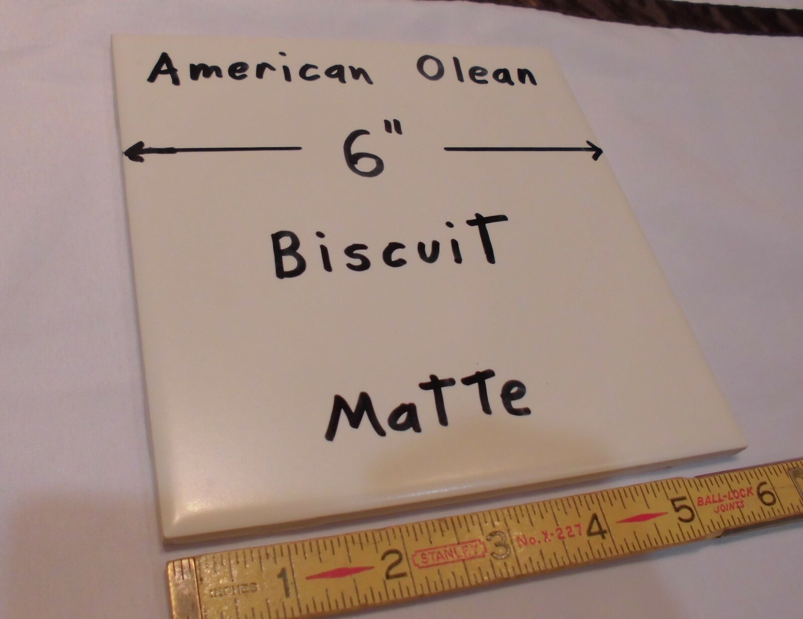 1 pc. 6″ X 6″ Ceramic Tile *Matte Biscuit* by American Olean from late 1990’s