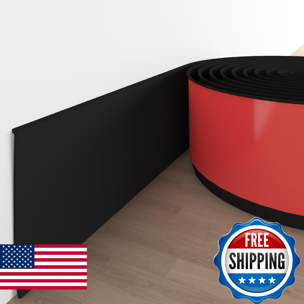 Tridotpul Vinyl Wall Base Baseboard Molding Trim 6″ Flexible Self Adhesive Rubbe