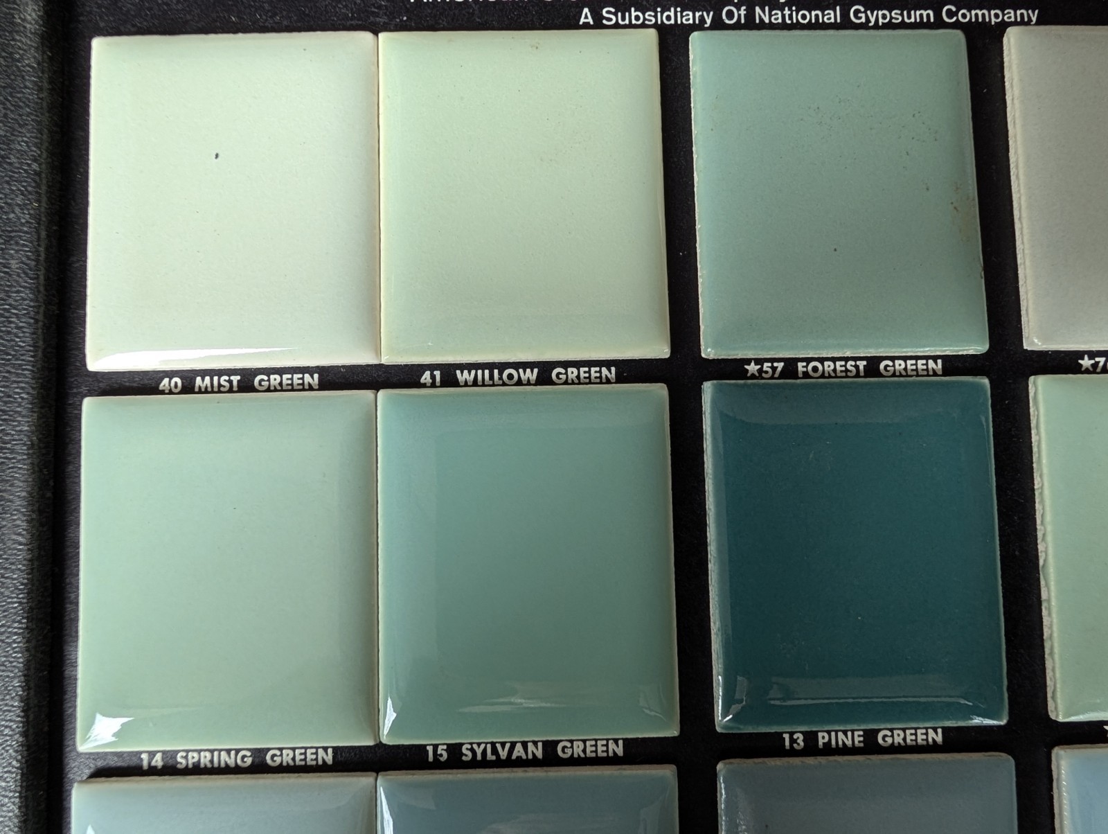 2 pieces 4 1/4″ Ceramic Tile #15 Sylvan Green New American Olean Tile