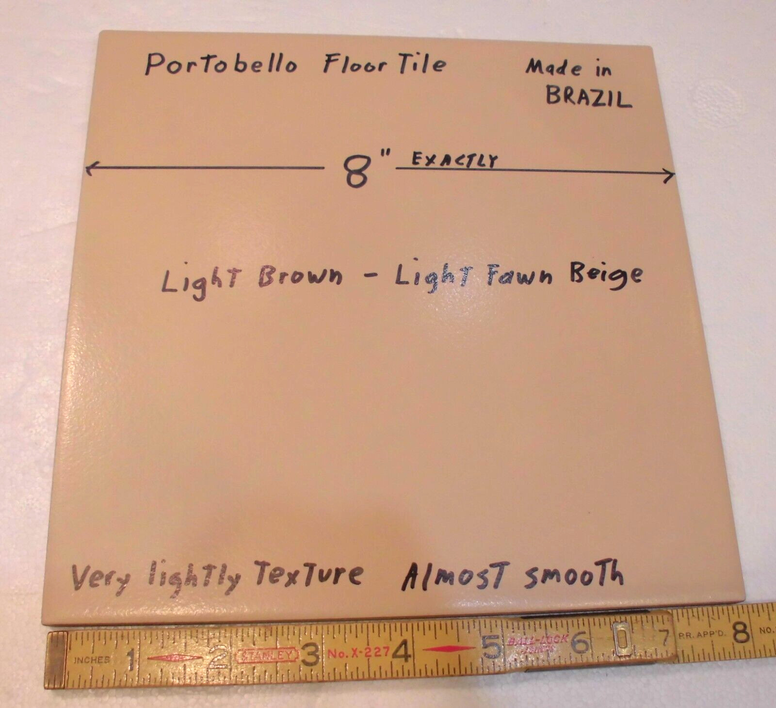 1 pc. Light Brown – Light Fawn Beige: Floor Tile 8″ X 8″ Smooth Matte Finish