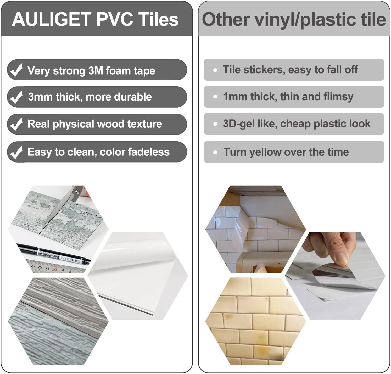 Art Deco Style Peel and Stick Subway Tiles – Waterproof PVC for Kitchen & Bath